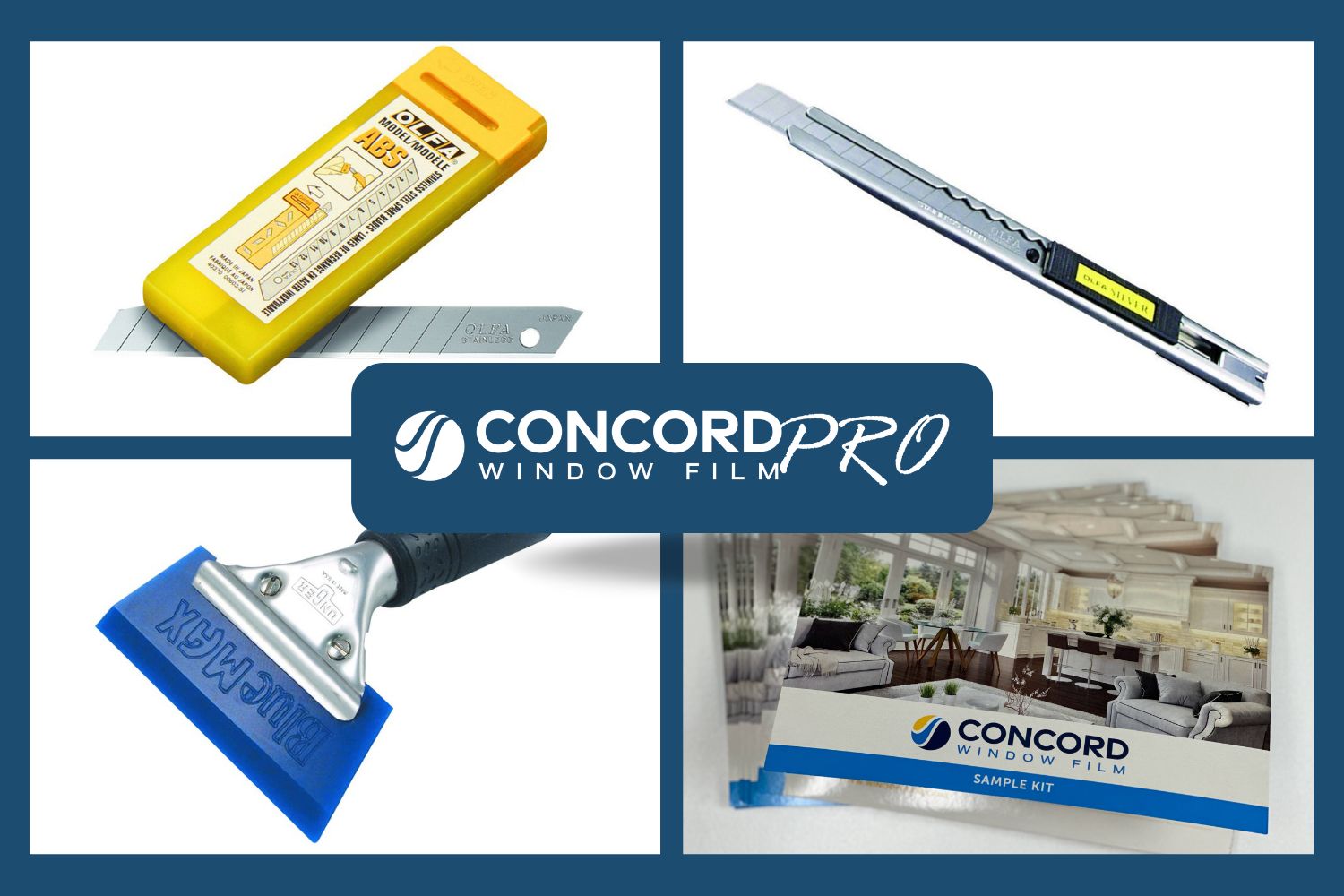 Photo collage showing four items that are included in the Concord Pro Starter Kit